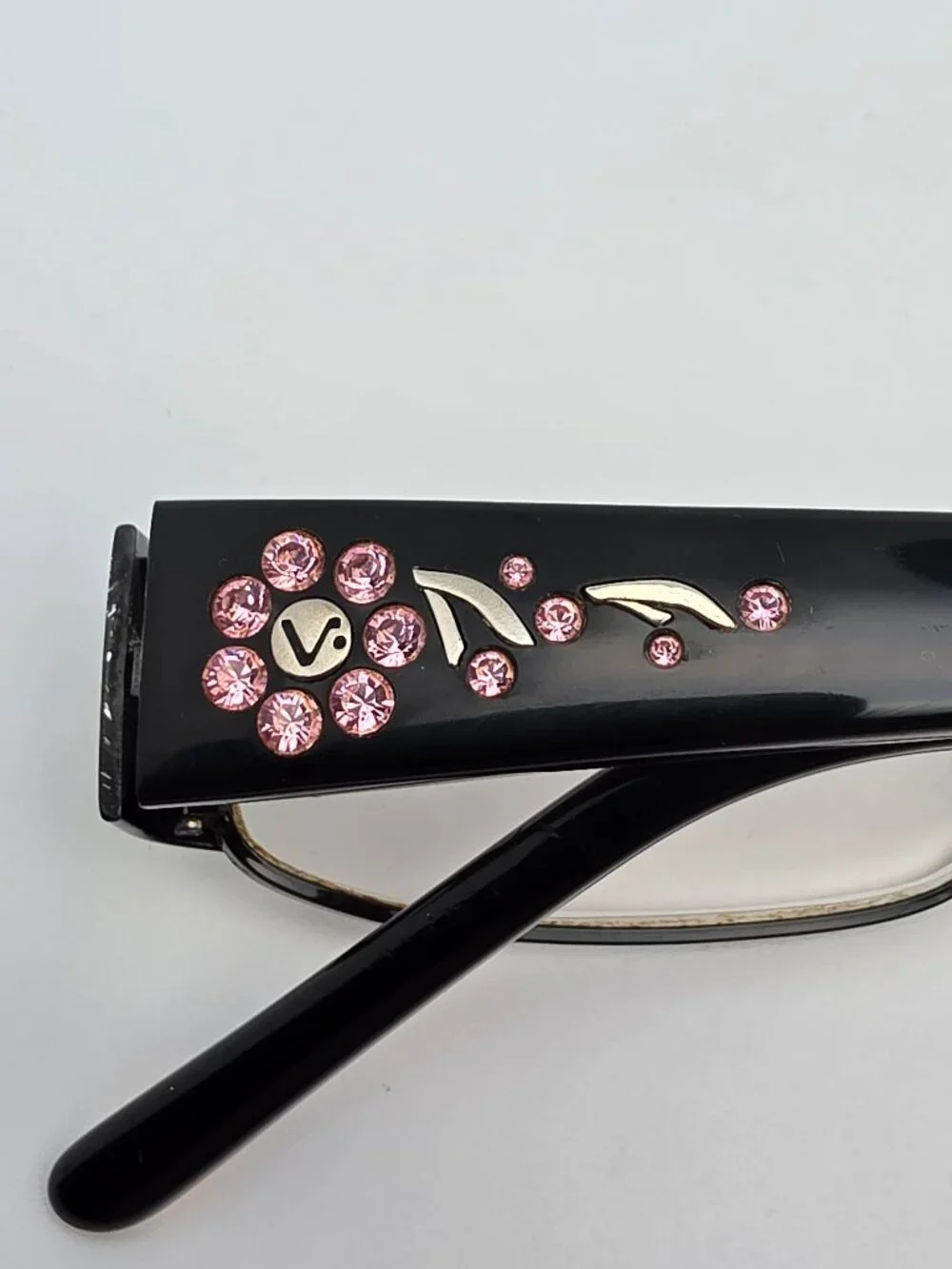 Vogue VO3691-B 905 Black Pink Rhinestone Eyeglasses Frame w/ Flexhinge and Case